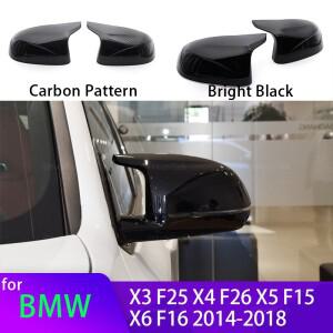BMW 호환 F25 X3 F26 X4 F15 X5 F16 X6 2014- 액세서리 용 탄소 섬유 자동차 백미러 도어 윙 사이드 커버