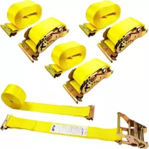 KJE E-트랙 래칫 스트랩 4팩 2인치 x 20인치 대형 화물 타이다운 4500LBS 파손 강도 밴 트럭 트레일러용
