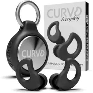 CURVD 데 이어플러그 + 케이스 클립 번들 수면 여행 소음 민감성/취소에 완벽한 패키지 휴대용 방수 용기 및 이어플러그용 실리콘 슬리브(블랙) Black