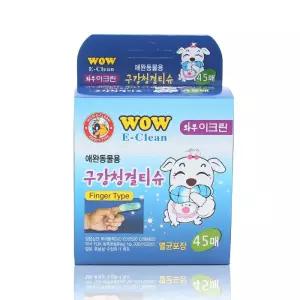 와우 이크린 구강청결 손가락티슈 45매 강아지 고양이 핑거 손가락 칫솔