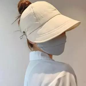 여성 포니테일 올림머리 썬캡 마스크걸이 패션 버킷햇