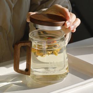 차우리는 내열유리 티머그 뚜껑있는 거름망 찻잔 컵 525ml
