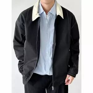 [하프클럽/코디제이]4XL M카라 배색 점퍼 가을 아우터 캐주얼 데일리 남친룩
