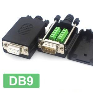 RS232 RS485 브레이크아웃 플러그 터미널 9핀 무납땜 여성 남성 DB9 커넥터 SUB 화이트 와이어