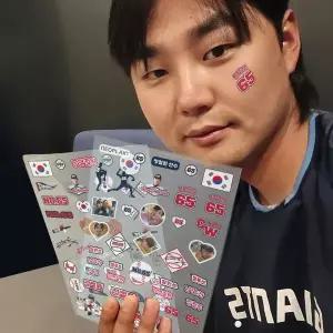[네오플레인] 롯데 정철원 선수 스포츠 야구 타투 스티커 응원용품 페이스 페인팅 건식 판박이