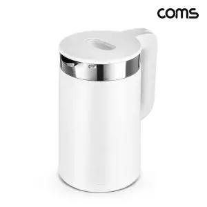 Coms 전기주전자 1.8리터 통 스텐구조 1500W 급속가열 이중단열 심플한 디자인커피포트 무선