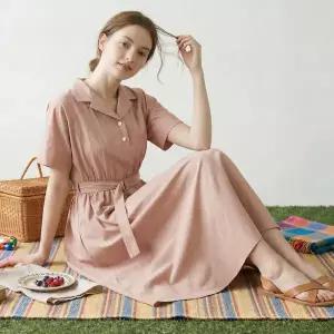 [올리브데올리브] 오픈카라 벨티드 원피스 YW4MO3110