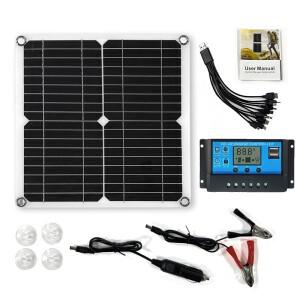 자동차 요트 RV 배터리 호환용 충전용 태양광 패널 키트 한 듀얼 12V 5V DC USB 10A-100A 솔라 컨트롤러 전
