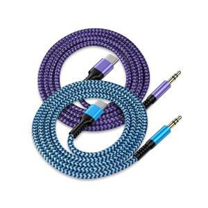 보조 코드를 USB C에 연결 2팩 / 3.3피트 C에서 3.5mm 오디오 잭 케이블 타입 AUX 헤드폰 남성 아이폰호환 17 16 15 Pro Max Plus Galaxy S26 S25 Ultra Pixel용 차량용/홈 스테레오 스피커