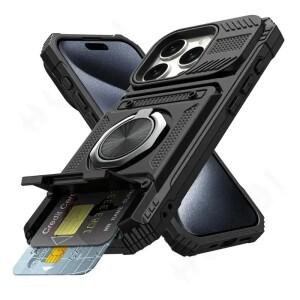 아이폰 17 Pro Max XS 8 Plus 마그네틱 회전 링 킥스탠드 헤비 듀티 낙하 보호 지갑형 케이스