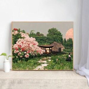 풍경 일몰 전망 패키지 실십자수 프린트 세트 DIY 크로스 자수 도안