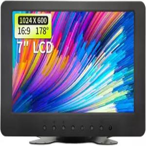 Qcvoruno 7인치 LCD 모니터 및 디스플레이 BNC/AV 입력 내장 듀얼 스피커 휴대용 1024 600 해상도 CCTV DVD