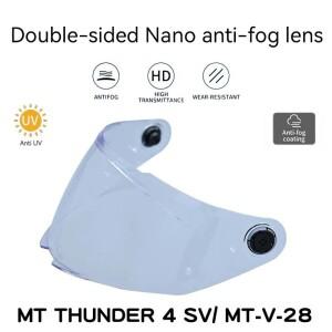 헬멧 겨울 바이저, MT THUNDER 4 SV STINGER 2 MT-V-28B 바이크 오토바이 양면 나노 김서림 방지 렌즈, 액