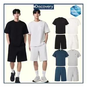 디스커버리 26SS [신상품] 여름 남성 자카드 반팔 티셔츠+반바지 트레이닝세트/냉감 면혼방 통풍성 캐주얼