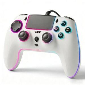 홀 효과 트리거가 있는 PS5/PS4 및 PC용 GUOC RGB 유선 컨트롤러, 3.5mm 오디오 잭, 튜브로/마크로 기능 지원, 듀얼 진동 6축 모션 컨트롤 게임패드 조정 가능