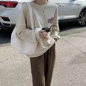 여자맨투맨 오버핏 데일리 티 셔츠 기모 예쁜 맨투맨 오트밀