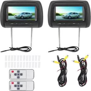 2pcs 헤드레스트 모니터 7인치 DVD 플레이어 - 듀얼 휴대용 자동차 비디오 HD LCD 디지털 스크린 MP5