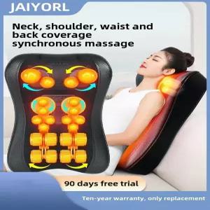 JAIYORL 지압 목 마사지 베개 전기 쿠션 백 어깨 이완 근육을위한 열 조직 반죽이있는 깊은