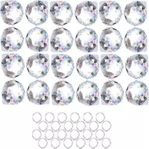 HDCrystalGIFTS 크리스탈 언캐처 24개 클리어 볼 프리즘 선캐처 레인보우 펜던트 메이커 윈도우용 걸이