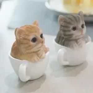미니 컵속 고양이 장식품 1P 선반 인테리어 장식 소품 장식인형 인테리어인형 선반인형