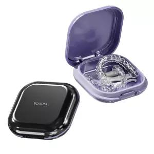 리테이너 케이스 휴대용 입 가드 뚜껑이있는 틀니 홀더 정렬 장치 슬림 교정기 상자 치열 교정 용품