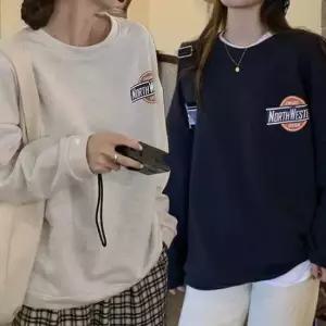 맨투맨티셔츠 여성 루즈핏 기모 긴팔 티 셔츠 가을 맨투맨