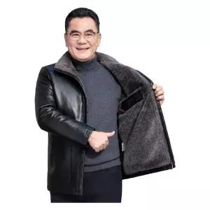 하이넥 중년남성 기장 점퍼 자켓 재킷 리얼가죽느낌 겨울 숏 양털무스탕