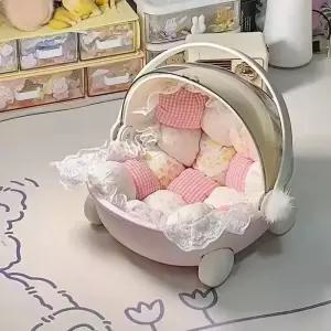 인형 유모차 보관 상자 Labubu 공간 모듈 수면 요람 카트 침대 가구 액세서리 장식