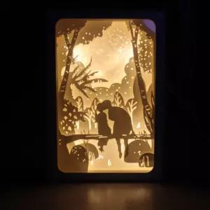 DIY 페이퍼커팅 LED무드등+매트 포함 - 첫키스실내등 취침등 수유등 디자인등 침실스탠드 LED조명 LED등 무