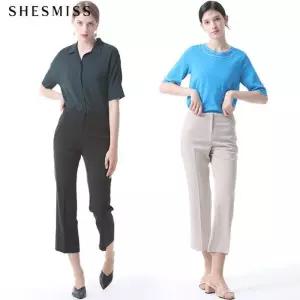 [쉬즈미스][쉬즈미스] 스트레이트핏 솔리드 스판 팬츠