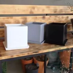 사각 도기 화분 15x15x15cm 선인장화분