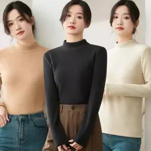 여성 기모 하프넥 반목 티셔츠 URK-263긴팔 무지 긴팔 여자