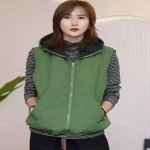 타노스여사친 캐주얼 양면 조끼 순판 패딩 후드 민소매 데일리룩 KUK1