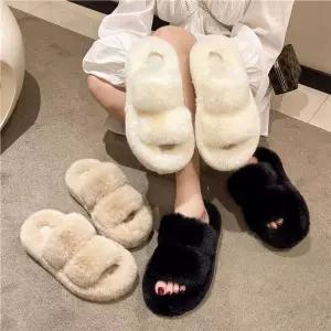 밍크퍼 쿠션 뮬 겨울 슬리퍼 3color털실내화 털신 신발 방한 사무실