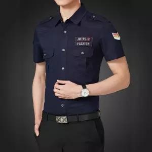 남성용 여름 셔츠 빅사이즈 솔리드 상의 견장 밀리터리 멋짐폭발 투포켓 멋스러운 반팔 순면 OOTD2