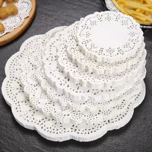150pcs 라운드 종이 레이스 Doilies 파티 장식 식기 Placemats 백서 매트 테이블