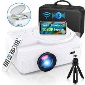 DVD 플레이어 내장 HD WIFI 블루투스 미니 USB PS4 HDMI 영화용 TV IOS 250인치 호환 12000LM 프로젝터 휴대용 ANDROID STICK 시어터 TF와 1080P 지원 야외
