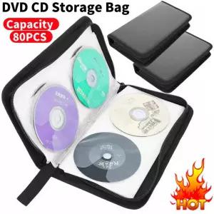 휴대용 지퍼 DVD CD 거치대 보관 파우치 가방 양면 슬리브 케이스 지갑 앨범 운반 80 개 용량