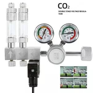 수족관 CO2 조절기 감압 밸브 버블 계량기 솔레노이드 제어 양극 압력 조절 100-240V