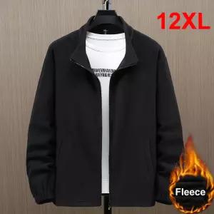 솔리드 컬러 폴라 플리스 자켓 남성 겨울 Thcik 따뜻한 코트 플러스 사이즈 12XL 패션 캐주얼