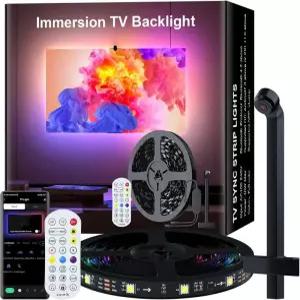 카메라 센서가 장착된 TV LED 스크린 백라이트 45-65인치 PC 모니터용 RGBIC 스트립 조명 뒤에 스마트 앱