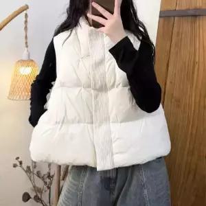 밴널스샵 여친 빈티지 캐주얼 다운 하이넥 올오버 조끼 HO1