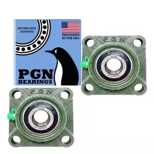 PGN UCF204-12 베개 블록 베어링 - 정사각형 플랜지 장착 2개 팩 3/4인치 보어가 있는 크롬 스틸 자체 정렬