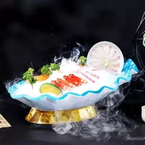 대형 플레이트 연어 얼음 원형 01 회받침 아이스 참치회 해산물 접시 /소 사시미
