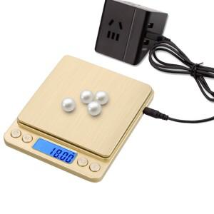 스테인레스 스틸 디지털 주방 저울 500g/0.01g 고정밀 식품 베이킹 전기 벤치 체중계 골드