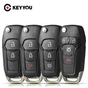 KEYYOU 포드 포커스 퓨전 엣지 익스플로러 Mk2 Mk7 레인저 HU101 2/3/4 버튼 용 원격 자동차 키 케이스 뒤