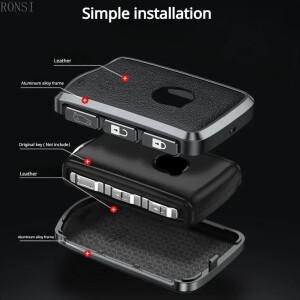 알루미늄 합금 가죽 자동차 키 케이스 커버 셸 볼보 호환 S90 S60 XC60 V60 V90 T6 T8 액세서리 체인