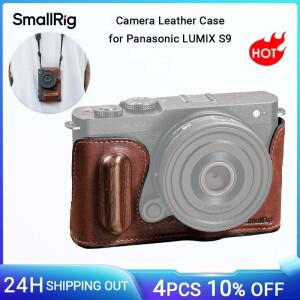 SmallRig S9 가죽 하프 케이스   호환호환 LUMIX 용 카메라 내장 나무 그립 및 스트랩 구멍  삼각대 4703