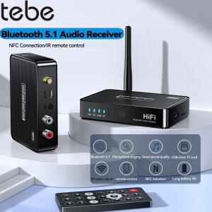 Tebe NFC 블루투스 5.1 오디오 수신기 3.5mm Aux RCA 무선 스테레오 음악 어댑터 지원 노래방 마이크 TF/U