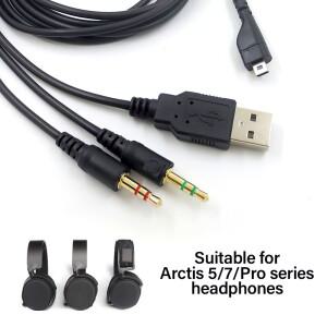 SteelSeries Arctis 3 5 7 Pro 무선 게임용 헤드셋 용  교체 RGB USB 3.5mm 마이크 케이블 분배기 코드